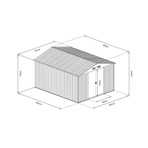 HECHT10X10PLUS - Magazie gradina din tabla 291 x 291 x 214 cm HECHT10X10PLUS - Magazie gradina din tabla 291 x 291 x 214 cm