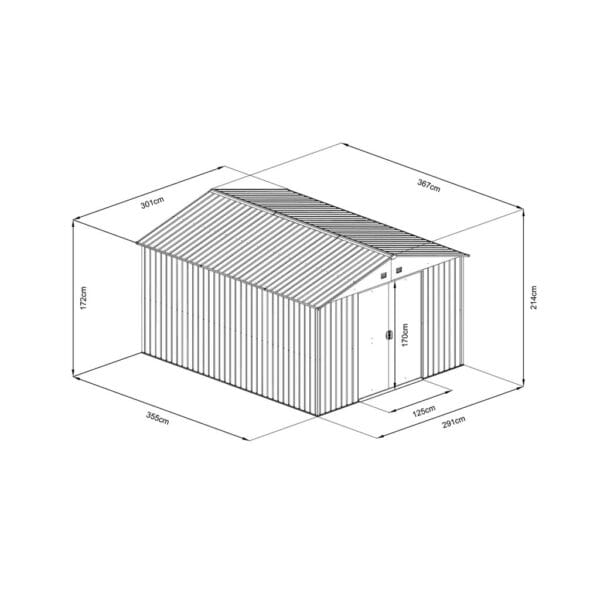 HECHT12X10PLUS - Magazie gradina din tabla 355 x 291 x 214 cm