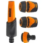 Set de conectori Hecht 08025, posibilitate conectare furtuni de diferite dimensiuni, cuple de 1/2 si 3/4